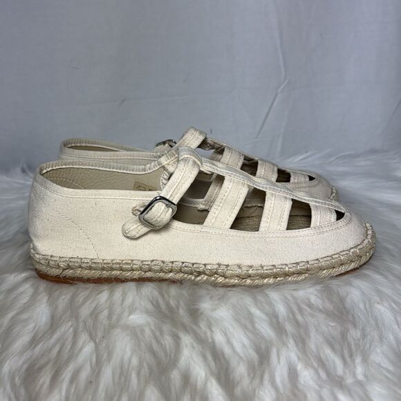 Bode Women's NWOT Natural Cotton Canvas Espadrille Cutout Sandals Sz 42 IT - Picture 5 of 7